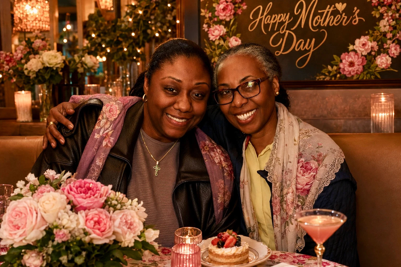 Two guests sharing a moment at The Ox Tavern on Mother’s Day