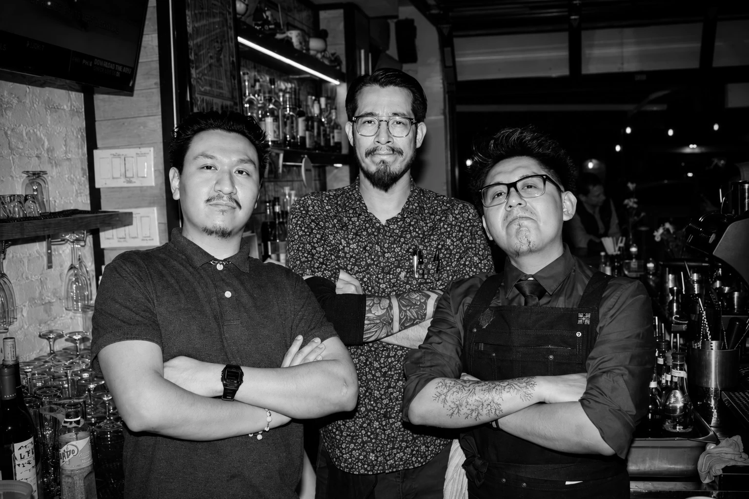 Guests posing together during a regular restaurant night